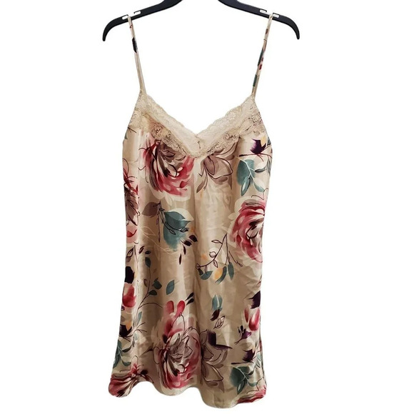 Valerie Stevens Women's Floral‎ Satin Feel Nightie Slip Chemise Lingerie Size S - Picture 1 of 4